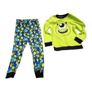 Disney Pixar Monsters Inc Mike Wazowski Pajamas Set Boys Size 7 8 Fleece